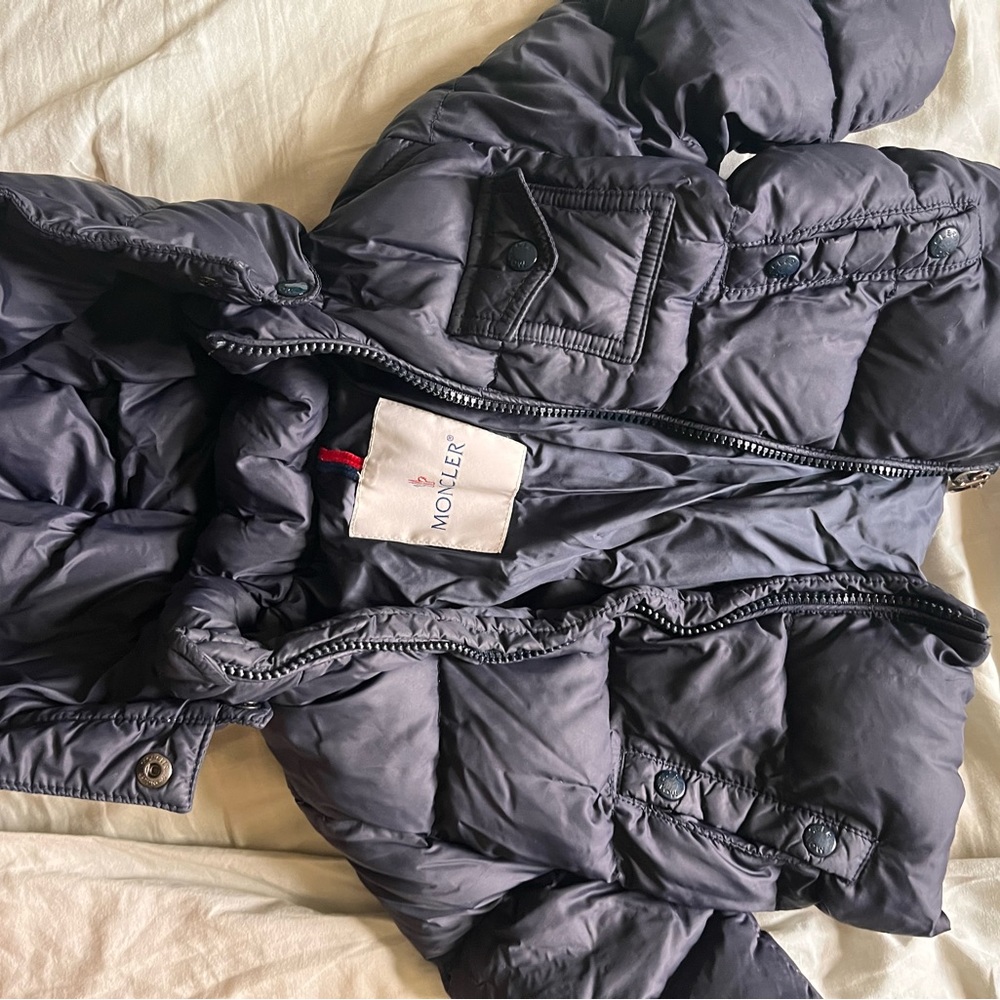12-18 month moncler navy blue worn